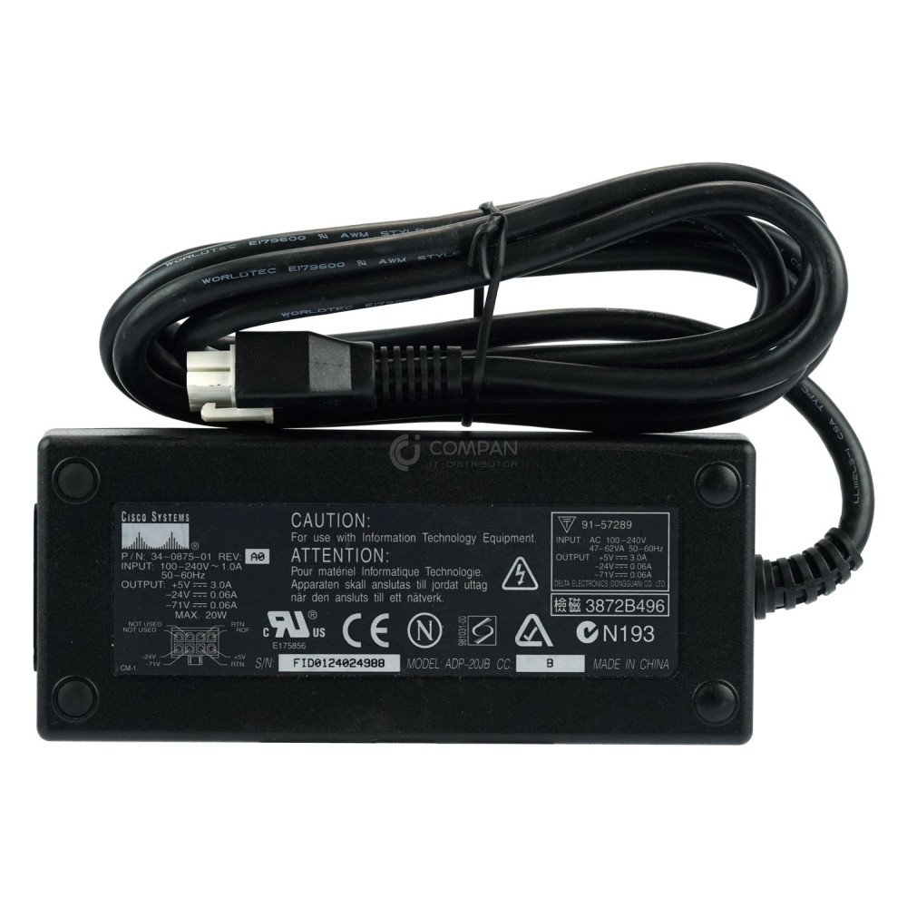 34-0875-01 CISCO 20W 8-PIN POWER ADAPTER FOR 800 SERIES